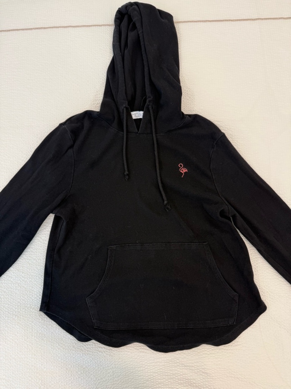 Black Women’s Hooded Sweatshirt with Pink Embroidery